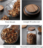 Large Glass Jars with Airtight Wooden Lid, Food Storage Glass Canister, Clear Cereal Storage Container for Flour, Sugar, Coffee Beans, Snack (67 FL OZ (2000ml))