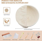 Banneton Bread Proofing Basket Banneton Basket Set Sourdough Proofing Basket Round Proofing Bowls Handmade Rattan Baskets and Liners (Round 9 inch Baking Set)