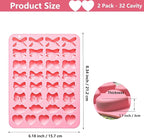 2PCS Silicone Molds Candy Bow Chocolate Silicone Mold Lip Chocolate Mold Heart Chocolate Molds, 33 Cavity Heart Shaped Mold for DIY Resin Product, Baking, Candy, Candles Pink