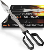 Shark BBQ Tongs for Steaks, 2-Pack 17" & 13" Professional Kitchen and Outdoor Grilling Utensil Set, by Shark BBQ Grill Tongs -(Black)