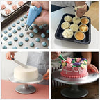 237 Pcs Cake Decorating Kit with Aluminium Alloy Rotating Cake Turntable,Cake Leveler,24 Numbered Icing Tips,2 Coupler,2 Spatulas,3 Comb Scrapers,100 Disposable Pastry Bags