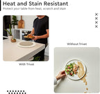 Encasa XO Round Trivet Mats For Hot Dishes with Hanging Loop | Beige Combo - Set of 6 with 7 inch Diameter | Cotton Round Thick Heat Resistant Pot Holders | Use Hot Pads Plate Mats For Hot Pots & Pans