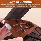 Chocolate Bar Molds Silicone Snap Bars Making Set Food Grade Break-Apart Chocolate Molds with 100pcs Storage Bags for Chocolate Bar Pistachio Candy Chocolate Snacks Milk Chocolate Bar