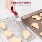 Icing Spatula, U-Taste Offset Spatula Set with 6", 8", 10" Blade, 18/0 Stainless Steel with PP Plastic Handle Angled Cake Decorating Frosting Spatula Set of 3 (Red)