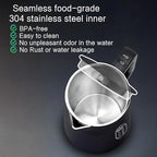 1.5L Electric Kettle Stainless Steel, Double Wall Cool Touch Teapot, Fast Boil,5 Temperature Control, LED Display, Auto Shut-Off, BPA-Free,Keep Warm Function, Ideal for Tea & Coffee,Black