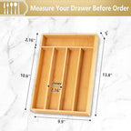 Silverware Organizer, 10 Inch Utensil Organizer Kitchen Drawer Organizer Bamboo Silverware Holder Cutlery Tray Organizer in Drawer Flatware Organizer Tray(5 slots, Natural）