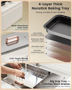 4-in-1 Electric Indoor Grill Smokeless for Home,Countertop Electric Grill with Removable Sizzle Grill Pan & Grate + Auto Rotating Kabob Skewers + Electric Hot Dog Roller Dual Zone Cooking with Lid