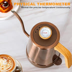Nueve&Five Gooseneck Electric Kettle with Thermometer, Copper Tea Kettle with Auto Shut-Off,1000W Hot Water Kettle Electric of Stainless Steel,Electric Kettles for,Coffee & Tea