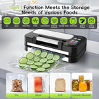 95kpa Vacuum Sealer Machine for Food, Commercial Full Automatic Food Saver Sealer, Meat Vacuum Packing Machine with Bags Storage, Built-in Cutter, Double Heat Seal, Marinate&External Vacuum