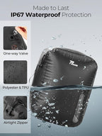 Vacuum Bags for Travel with Wireless Pump, 180° Open Zipper, IP67 Waterproof, Reusable Space Saver Compression Bags for Backpack, Suitcase, Home Storage(2 Pack + Pump)