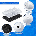 6 Chamber 2.2" 3D Baseball Gifts Ice Cube Tray With Funnel,Large Round Ice Ball Maker Mold Silicone Fun Shapes Bourbon Sphere Ice Molds,For Chilling Whiskey,Cocktails,Bourbon,Brandy and Beverages