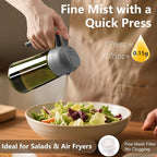 2PCS Olive Oil Dispenser and Oil Sprayer – 16oz/470ml Glass Light-Proof Oil Pourer for Kitchen, Air Fryer, Cooking, Salad, and BBQ