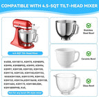 Pouring Shield for Kitchenaid Mixer, Kitchenaid Splash Guard for Tilt-Head Stand Mixers 4.5-5 Quart, Kitchenaid Pouring Shield Fits for Kitchenaid Stainless Steel, Glass, Ceramic Bowls
