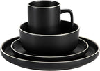 Gibson Home Zuma Nuevo 32 Piece Plates, Bowls, and Mug (Service for 8) Dinnerware Set - Black