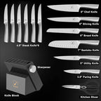 imarku® Knife Set,14-Piece Knife Sets for kitchen with block,Premium One-Piece Kitchen Knife Set with Sharpener,High Carbon Stainless Steel Knives Set for Kitchen,Dishwasher Safe,Black