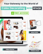 RFAQK 64PCs Cake Decorating Kit with Leveler, Baking Supplies Gift Includes Cake Stand Turntable, 24 Numbered Icing Tips, 30+1 Piping Bags, 2 Frosting Spatulas, 3 Scrappers, Video Course & Booklet
