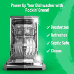 Rockin' Green Dishwasher Cleaner Tablets (8 Pack) - Septic Safe Dishwasher Cleaning Tablets Dishwasher Cleaner and Deodorizer - Dishwasher Remove Build Up with Citric Acid (Sweet Child O'Lime)