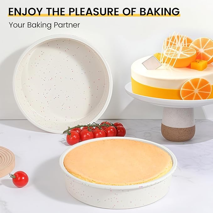 Vinino 10 Inch Silicone Round Cake Pan with Metal Reinforced Frame Set of 3, Nonstick Silicone Springform Pan for Baking Suitable for Making Layers, Cheese & Chocolate Cakes