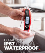 Meat Thermometer Digital - Instant Read Food Thermometer for Cooking Grilling, Candy, Air Fryer, Griddle Probe Kitchen Gadgets Essentials BBQ Accessories, Gifts for Him, Red