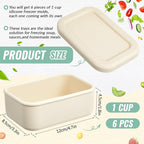 6 Packs 1 Cup Silicone Soup Freezer Molds with Lid Silicone Soup Freezer Trays Rectangle Reusable Food Preserving Tray Freezing Sauces Stews(Beige)