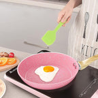 Frying Pan Nonstick, 11 Inch Pink Egg Pan, Non Stick Fry Pan 100% PTFE PFOA-Free Omelet Pan, Toxin-Free Skillets Stone Cookware, Anti-Warp Base with All Stove Tops Available, Induction Compatible