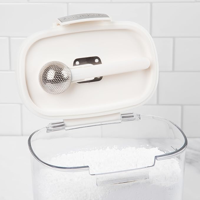ProKeeper+ Airtight Food Storage Container Set – Clear Plastic Flour and Sugar Canister Set with Magnetic Accessories for Kitchen Organization (White, 9-Piece)