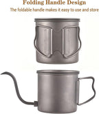 Gooseneck Coffee Kettle, 400ml Pour Over Kettle Ti Folding Handle Water Kettle with Lid