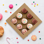 9-Count Cupcake Boxes with Window and Insert, 9x9x3 Inch, Brown, Suitable for Cupcakes, Muffins, and Cookies, 8 Pack