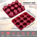 Nalchios Silicone Muffin Pan 12 Cups Deep Jumno, Chocolate Molds Silicone, Nonstick BPA Free Silicone Baking Molds, Dishwasher & Microwave Safe Muffin Tin, Easy To Use and Clean Candy Molds