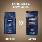 Lavazza Super Crema Whole Bean Coffee, Medium Espresso Roast, Arabica and Robusta Blend, 2.2 lb Bag (Pack of 8)