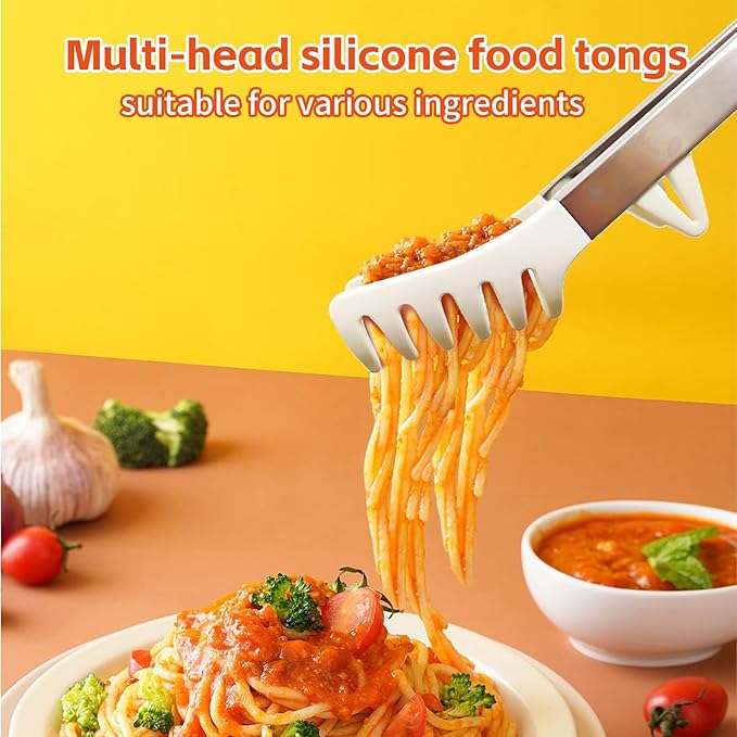 Kitchen Tongs,Set Of 3 Tongs with Silicone Tip for Cooking 9/12 Inch Stainless Steel Kitchen Tong for Meat,Food Grill,Salad,BBQ,Frying,Serving,Dishwasher (white, 12inch)