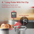 Digital Candy Thermometer with Pot Clip, Backlight LCD, 8" Long Probe, Temperature Alarm, ℃/℉ Switch, Instant Read Kitchen Thermometer for Cooking, Baking, and Candy Making
