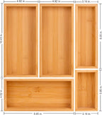 bamboo drawer organizer Set，expandable drawer dividers,wooden storage organizers,large trays for kitchen, bathroom,flatware,Tea Bag Organizer (2 X 5PCS Natural)