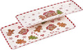 Bico Traditional Gingerbread Man Ceramic 14 inch Rectangular Serving Platter, Set of 2, for Serving Salad, Pasta, Cheese, Ham, Appetizer, Microwave & Dishwasher Safe