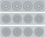 Embossing Lace Fondant Molds, Multi Circle Flowers Lace Mat Wedding Cake Decoration Tool, Rattan Shaped Cupcake Mat Silicone Molds Set of 3