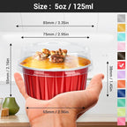 EUSOAR Mini Cake Pans with Lids, 200pcs 5oz Disposable Foil Cups with Lids for Creme Brulee Flan Cheesecake Dessert, Mini Aluminum Baking Mold Container for Wedding Party Single Serving Holiday