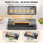 Powerful Suction Vacuum Sealer Machine,Commercial Fully Automatic Food Vacuum Sealer with Double Heat Seal,Dry & Moist Modes,Built-in Cutter,Bags Storage,Easy-Lock Handle,Include 2 Bag Rolls (Black)