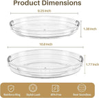 LAMU 2 Pack Clear Lazy Susan Turntable Organizer for Cabinet, 10.6'' 9.25'' Condiment Organizer for Refrigerator, Kitchen Pantry, Medicine Cabinet Organizer, Spices Rack Organization, Bathroom