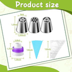 Suuker 27 Pieces Russian Piping Tips Set, Cake Decorating Tips Baking Supplies for Cupcake Cookies Birthday Party (12 Icing Tips 10 Pastry Baking Bags 2 Leaf Piping Tips 2 Couplers 1 Silicone Bag)