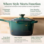Larder & Vine Enameled Cast Iron Saucepan | 2.2 qt Sauce Pan with Lid | Saucepan with Pour Spouts | Enameled Cast Iron Pot Compatible on All Cooktops & Oven Safe to 500° F | Bondi