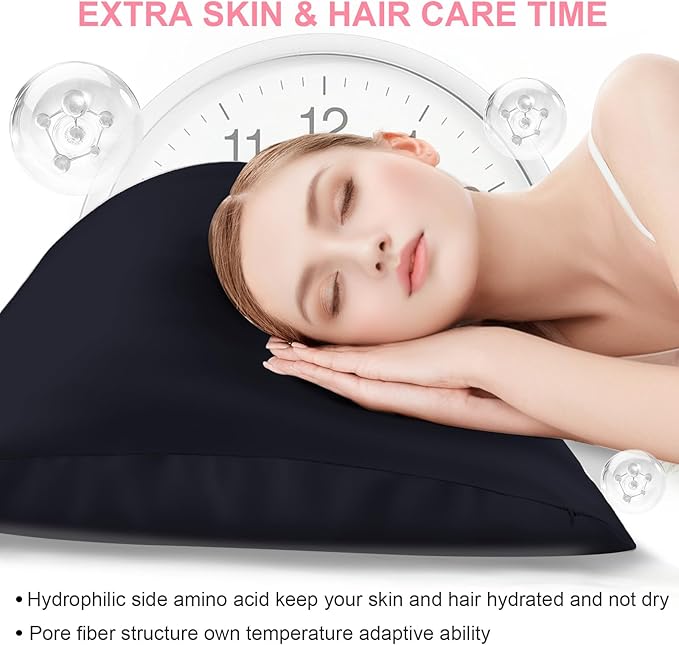 Mulberry Silk Pillow Cases 2 Pack Standard Size 20x26 Inches with Hidden Zipper, Ultra Smooth and Soft Breathable Cooling Silk Satin Pillowcase Set of 2, Better for Hair and Skin, Gifts for Women Men