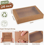 24 pcs Cookie Boxes,14x10x2.5 Inch Large Bakery Boxes with Window for Pies Chocolate Strawberries Muffins Donuts Pastry Dessert Christmas(Brown) (Brown, 14 * 10 * 2.5inch/24pcs)