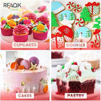 RFAQK 200PCs Cake Decorating Kit with Cake Turntable & Leveler, Baking Supplies Gift Includes 110+1 Piping Bags,55 Icing Tips,2 Frosting Spatulas, Adjustable Scraper, Video Tutorial, Booklet & more