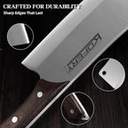 KOFERY 7 Inch Professional Meat Cleaver - Heavy Duty Bone Chopper, Butcher Knife for Meat and Bone Cutting, High Carbon Steel Chinese Cleaver with Wooden Handle