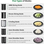 5-In-1 Electric Cheese Grater,300W Salad Maker,Electric Grater for Block Cheese,Kitchen Electric Food Slicer Shredder,Chopper for Vegetables Cucumber Carrots Cabbage Nuts(Black)