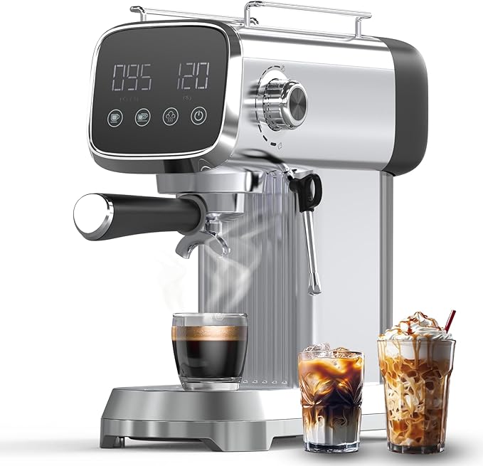 Espresso Machine with Steam Milk Frother：20 Bar Expresso Coffee Machines for Home-Espresso Maker with 27 oz Water Tank-Barista Coffee Maker for Americano Cold Brew Latte Cappuccino