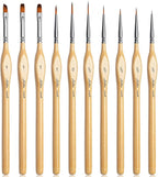 Golden Maple Miniature Paint Brushes 10pcs Detail Paint Brushes Flat Angle Filbert Fine Detail Brush Set for Acrylic, Watercolor, Miniature Models