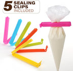 LotFancy 250pcs 12 Inch Piping Bags, Disposable Pastry Bags with 5 Clips, Anti-Burst Icing Piping Bag, Non-Slip Frosting Bags for Cakes and Cookies Decoration