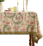 patdrea Designer Vintage Linen Rectangle Tablecloth,Leaves Breathable Pattern Floral Table Cloth,Decoration Table Cover for Kitchen Dining,Christmas,Tea Party,Thanksgiving,55"x79"-Cecilia a