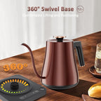 Smart Gooseneck Electric Kettle 1.0L with Temp Control and Keep Warm, 1000W Rapid Boil In 4 Min, Stainless Steel Kettle for Coffee/Tea, LED Display, Touch Control, Vintage Copper Color, BPA-Free